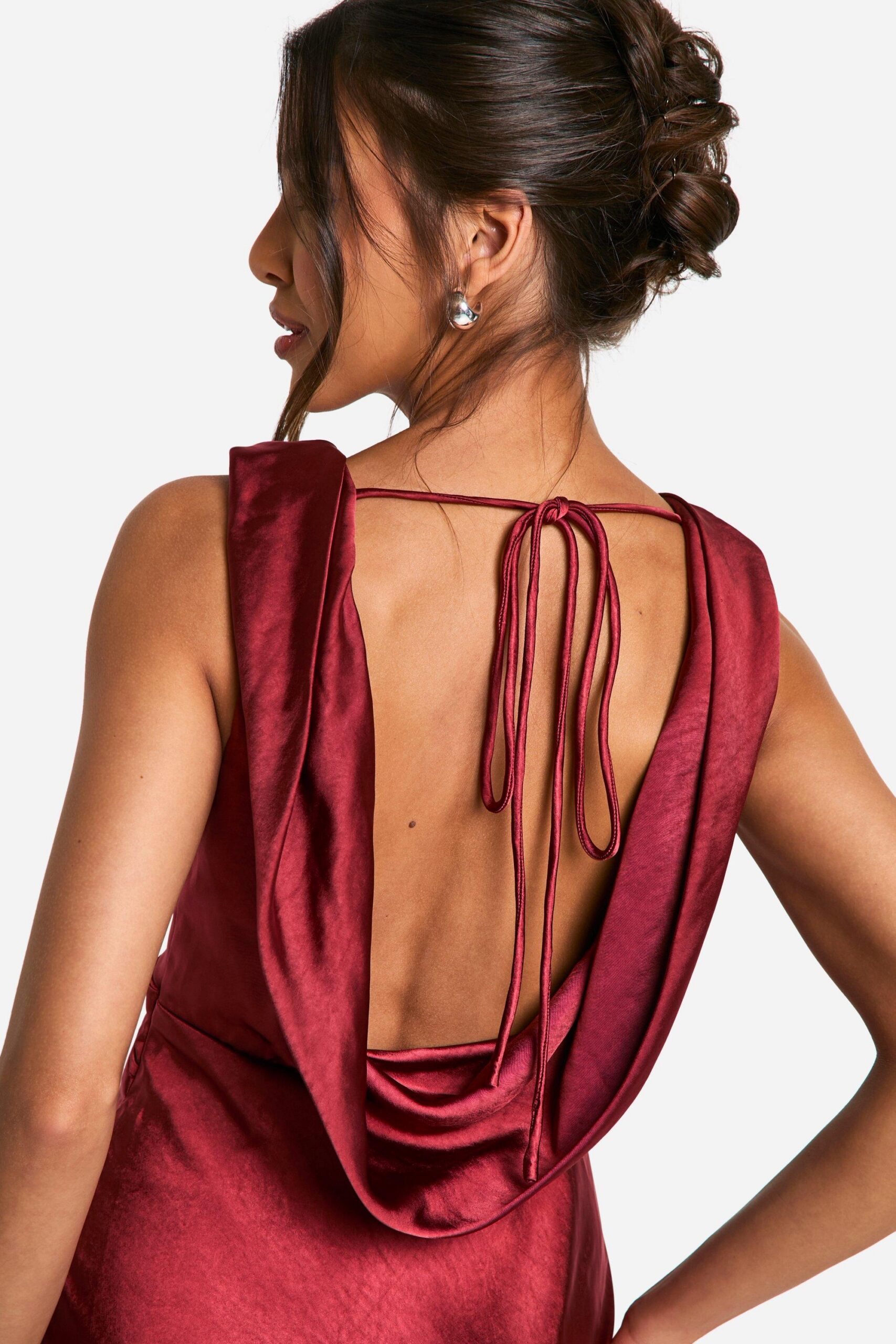 SATIN COWL BACK MAXI DRESS FOR EVENING
