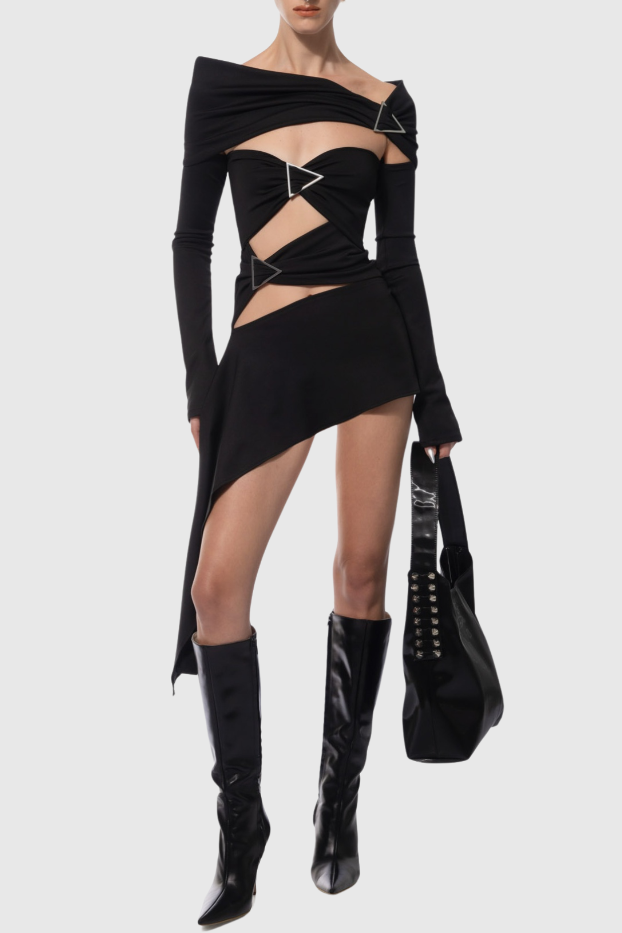 CHRISTE ASYMMETRIC CUTOUT MINI DRESS FOR PARTY