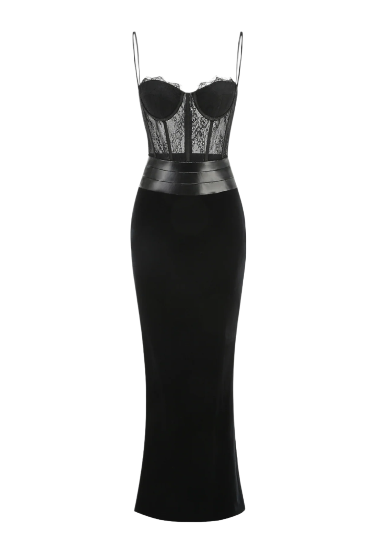 LACE CORSET VELVET MAXI DRESS FOR EVENING