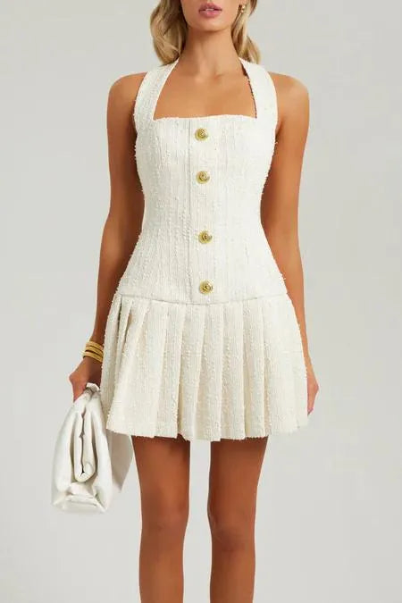 CHRISTINE TWEED HALTERNECK MINI DRESS