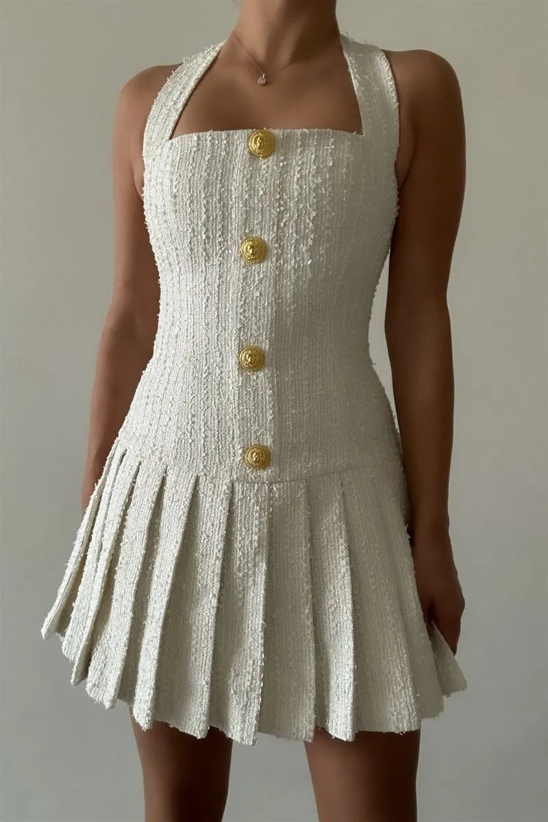 CHRISTINE TWEED HALTERNECK MINI DRESS