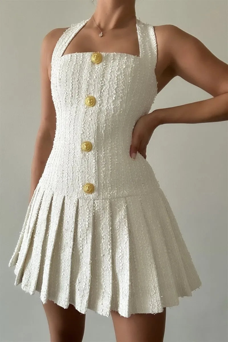 CHRISTINE TWEED HALTERNECK MINI DRESS