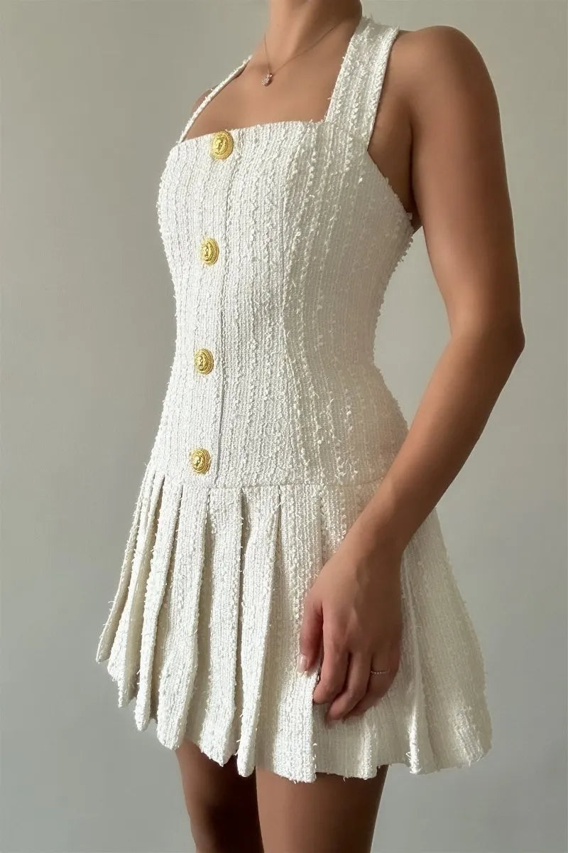 CHRISTINE TWEED HALTERNECK MINI DRESS