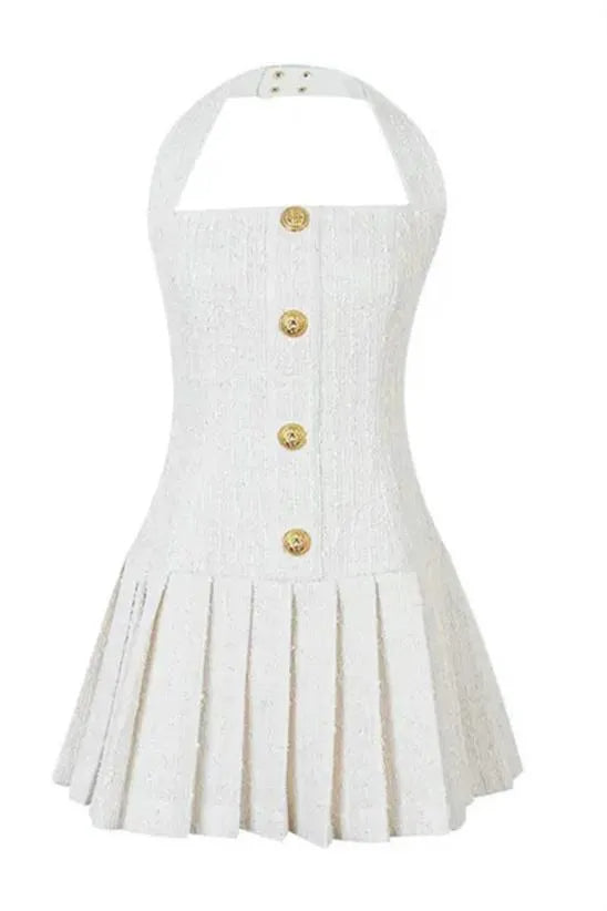 CHRISTINE TWEED HALTERNECK MINI DRESS