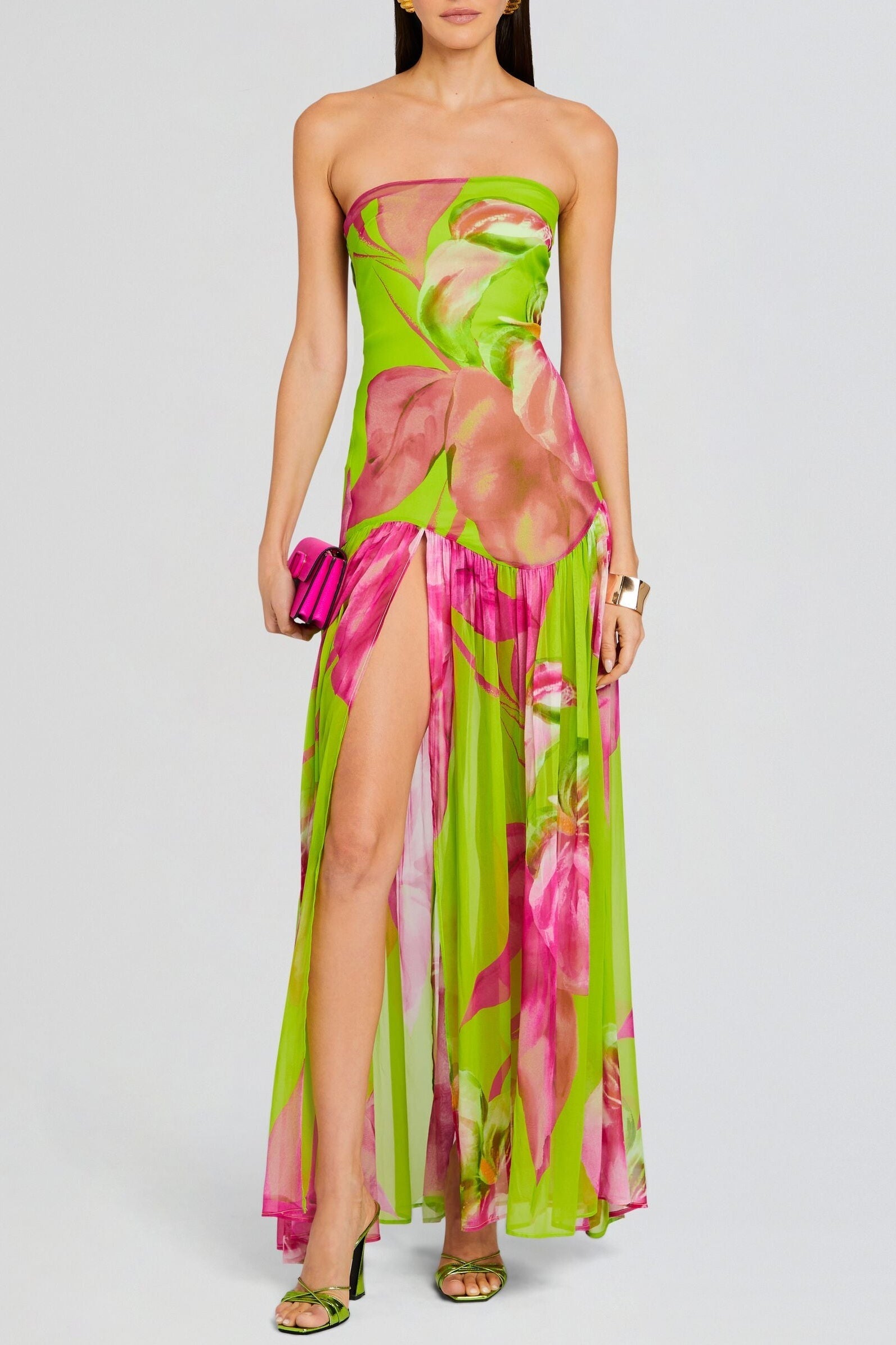 CindiaFloralLaceUpCorsetTwoPieceSet-Pink1 SHMAKA GREEN FLORAL STRAPLESS SLIT MAXI DRESS