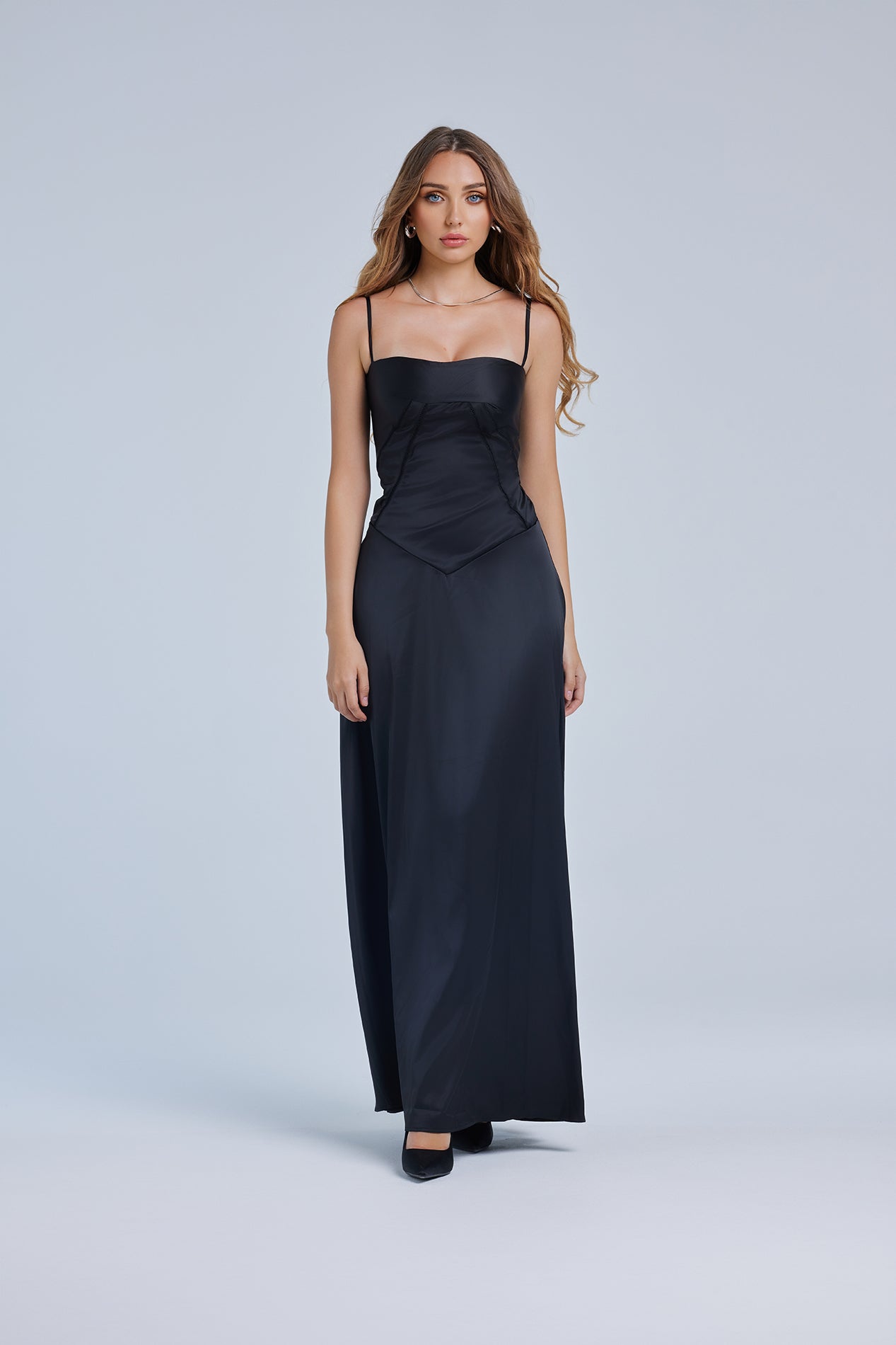 LACE UP MAXI DRESS FOR WEDDING GUEST