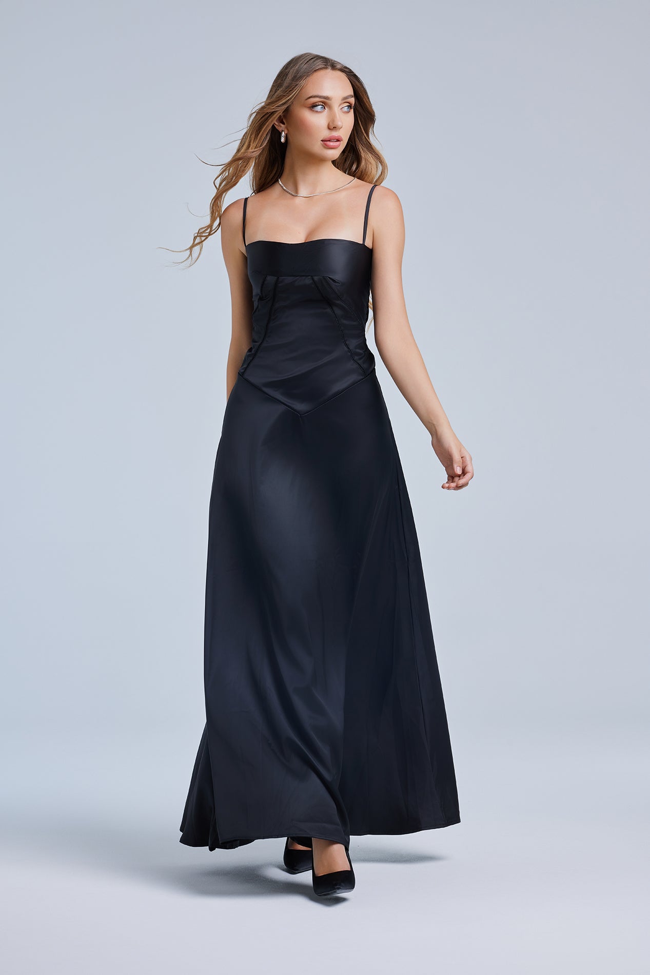 LACE UP MAXI DRESS FOR WEDDING GUEST