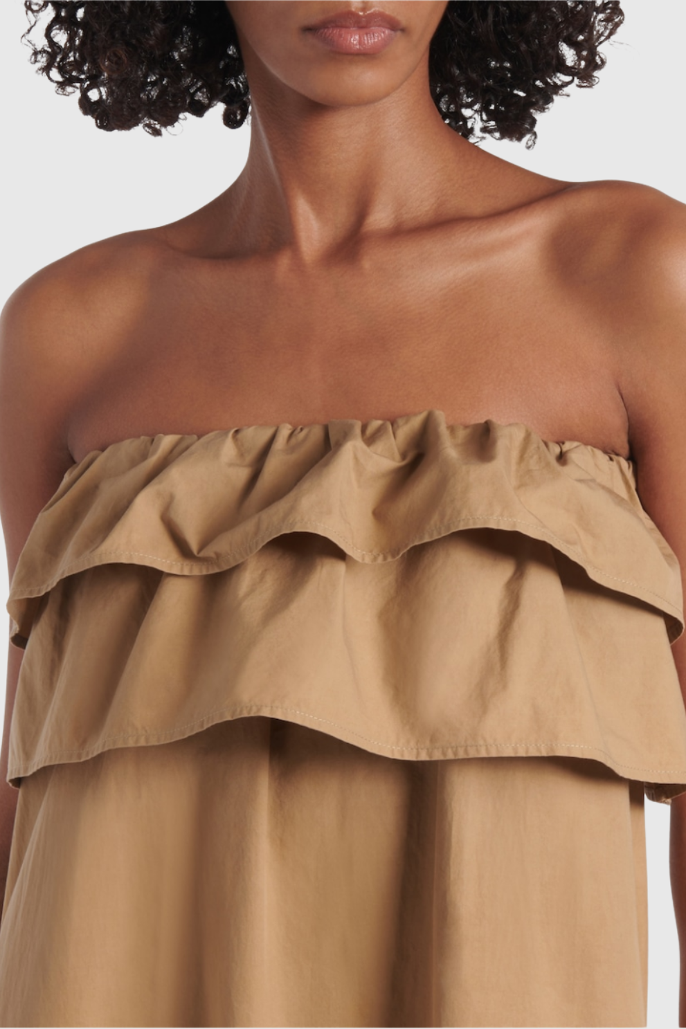 CLARRISA RUFFLED STRAPLESS MAXI DRESS FOR EVENING