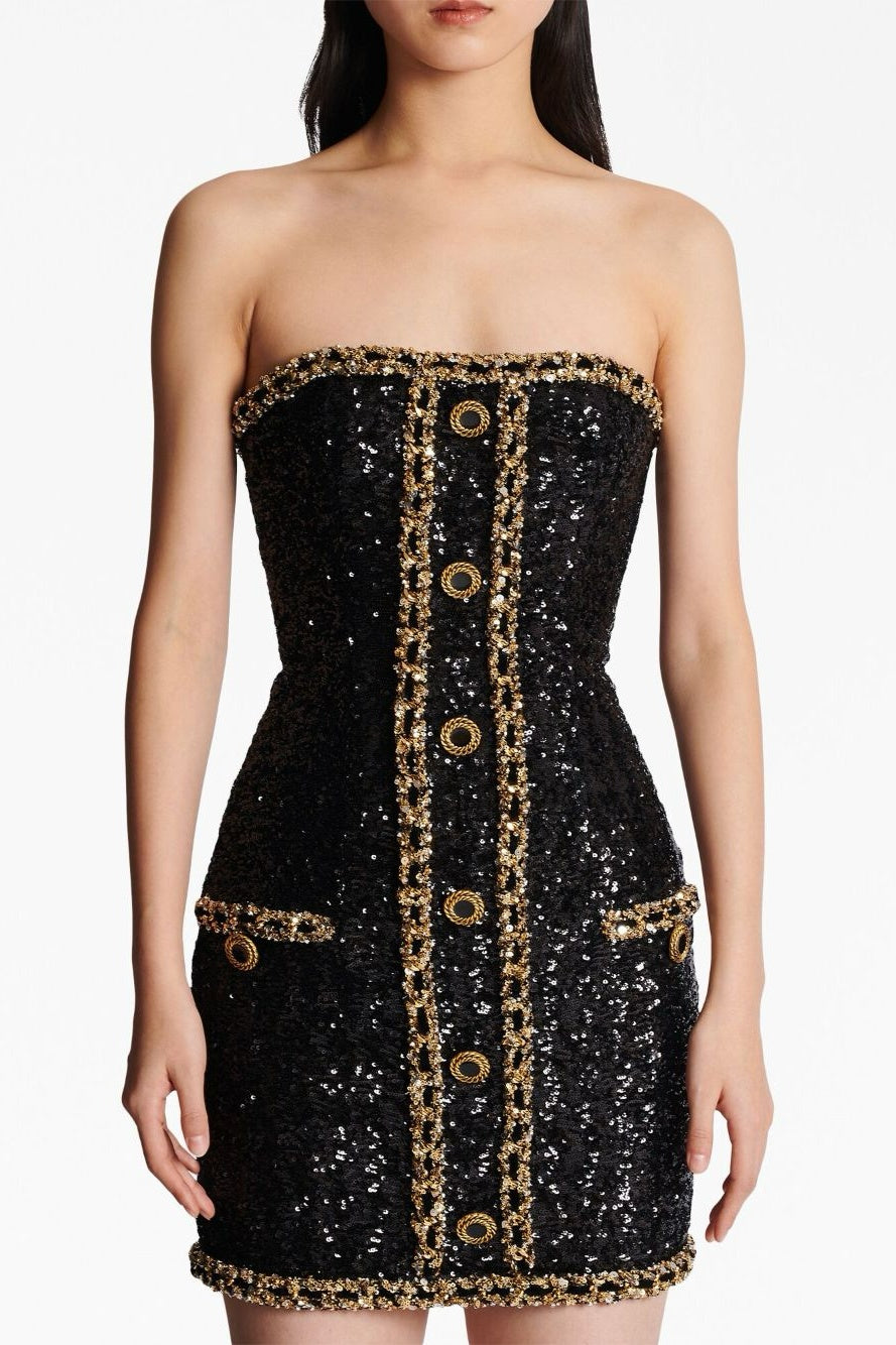 CLEO SEQUIN STRAPLESS MINI DRESS FOR PARTY