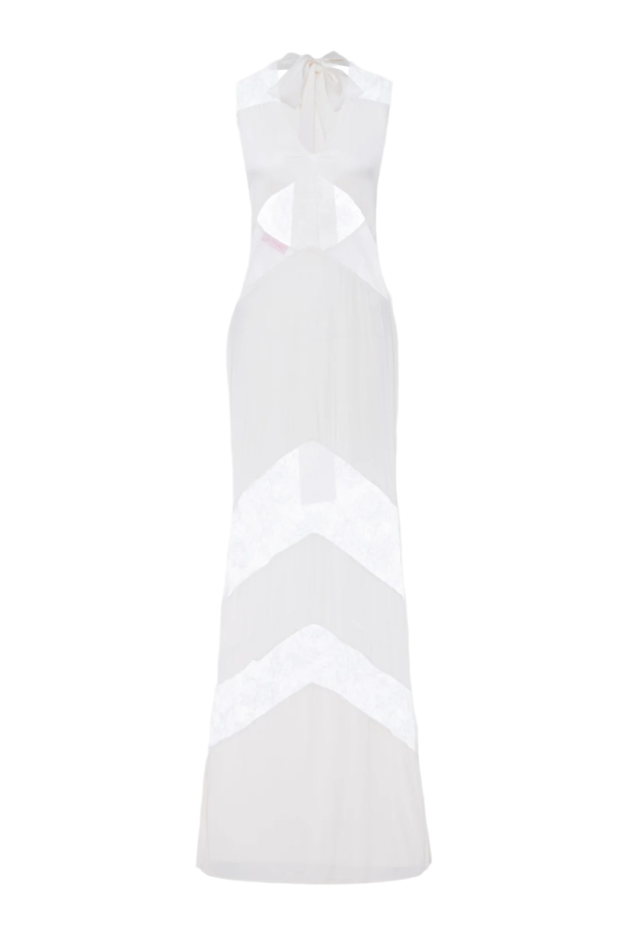 CLORA SATIN HALTER LACE MAXI DRESS WHITE WEDDING