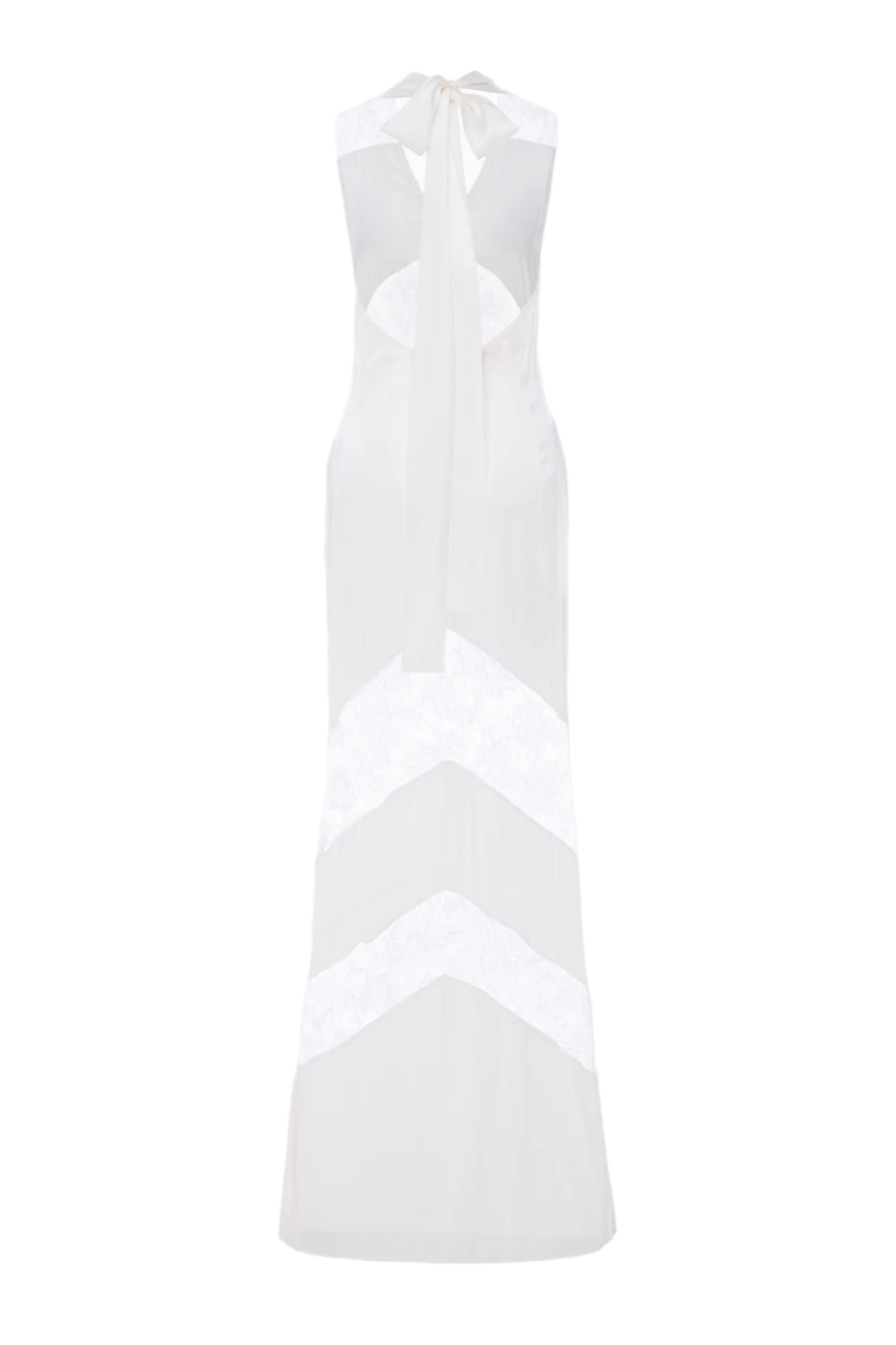 CLORA SATIN HALTER LACE MAXI DRESS WHITE WEDDING
