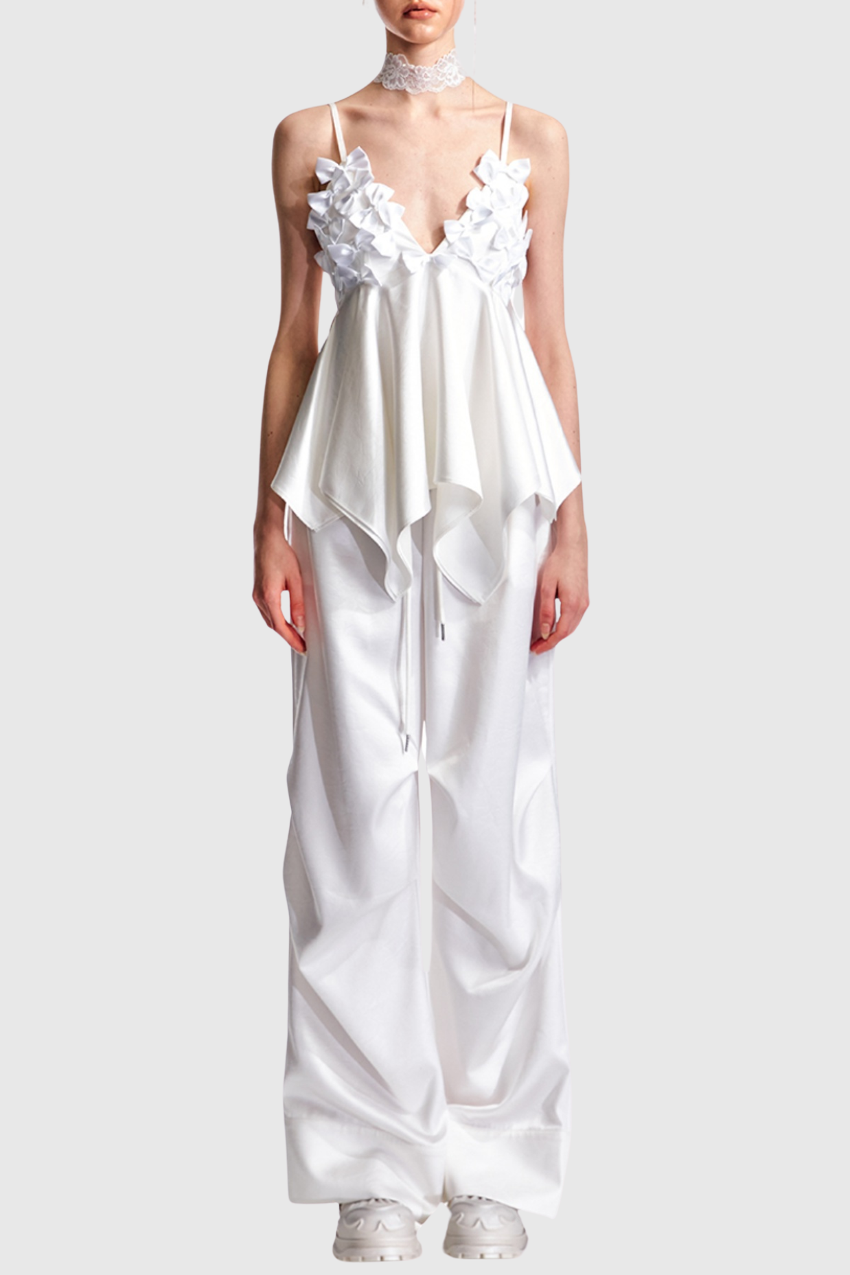 CALIXTO BOW RUCHED TOP WHITE WEDDING GUEST