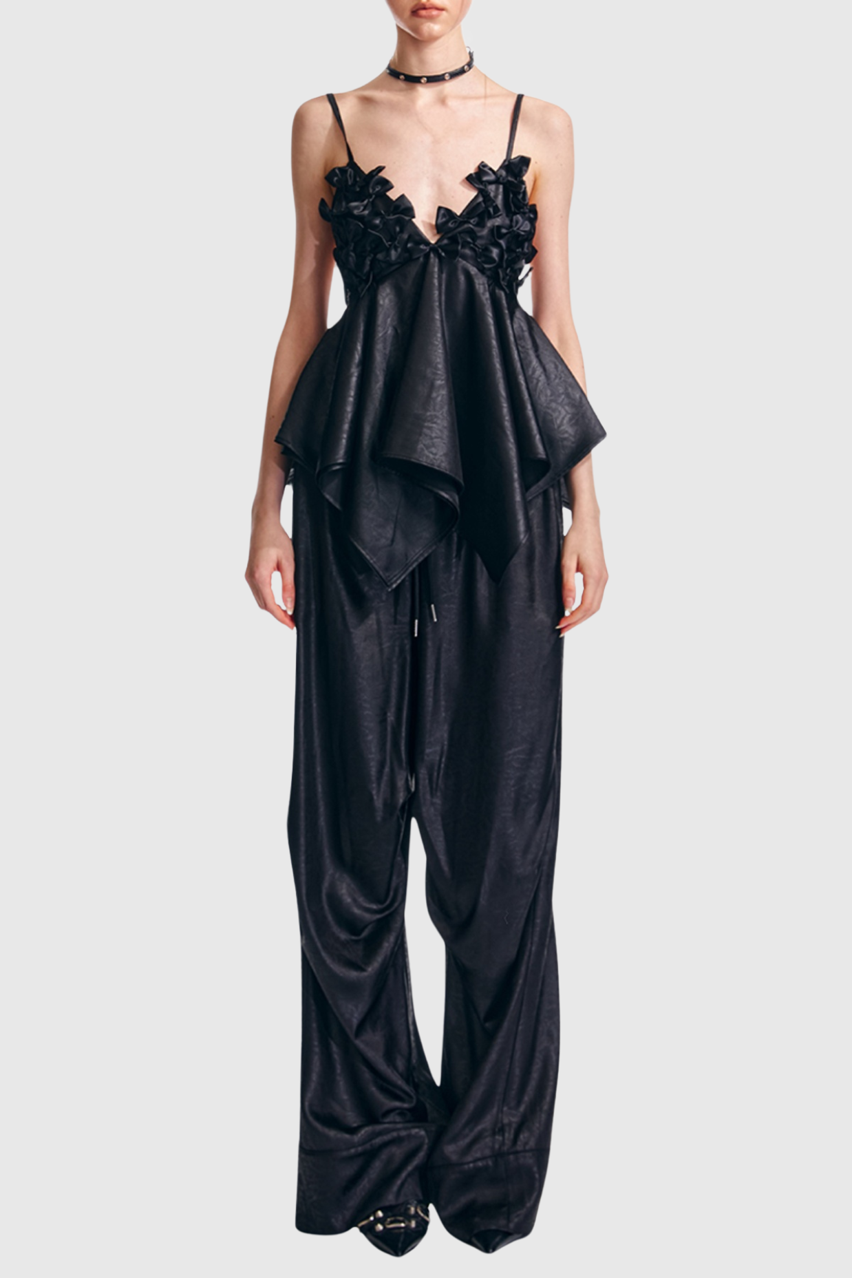 CALIXTO BOW RUCHED TOP BLACK