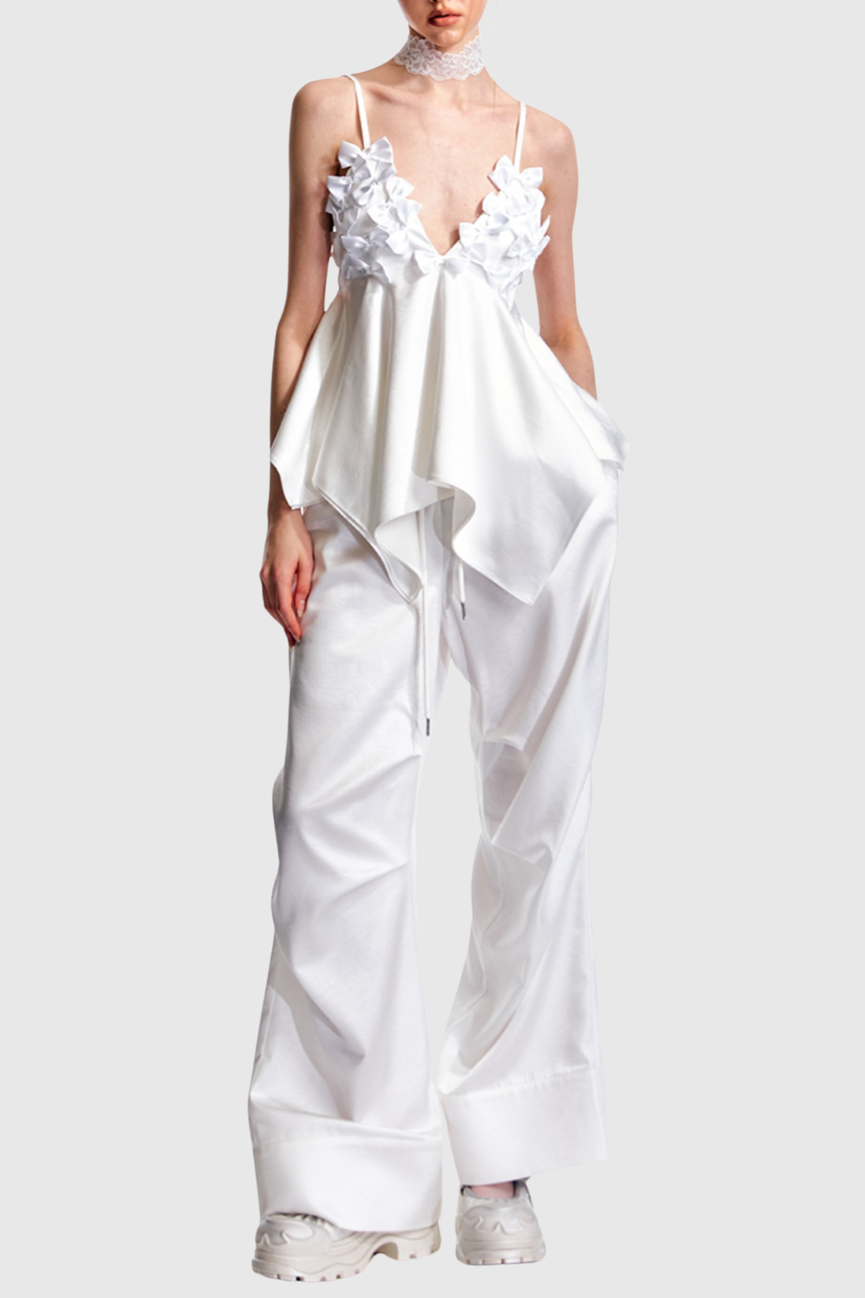 CALIXTO BOW RUCHED TOP WHITE WEDDING GUEST