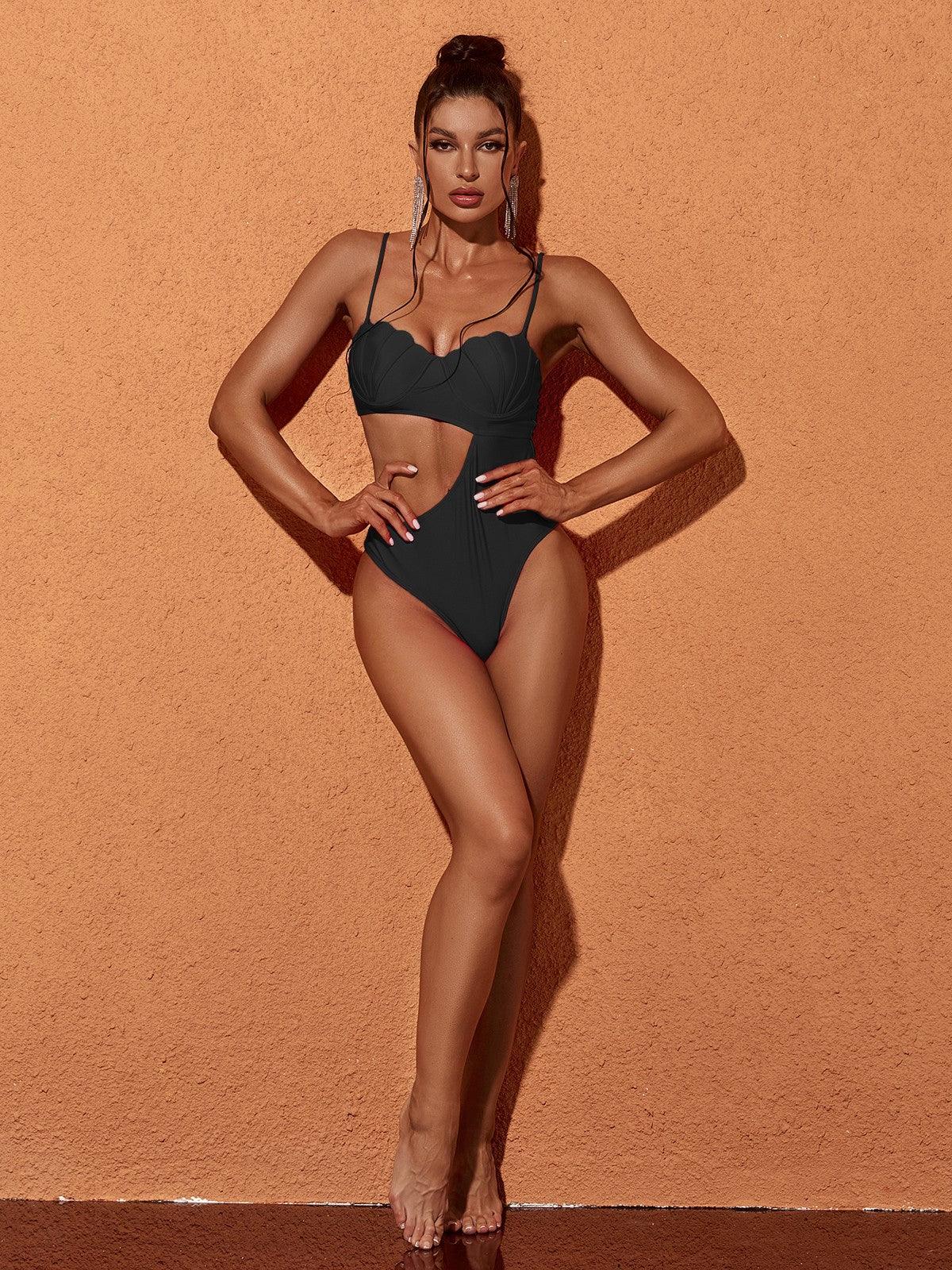 CODI CUTOUT ONE-PIECE BLACK SWIMSUIT FOR PARTY
