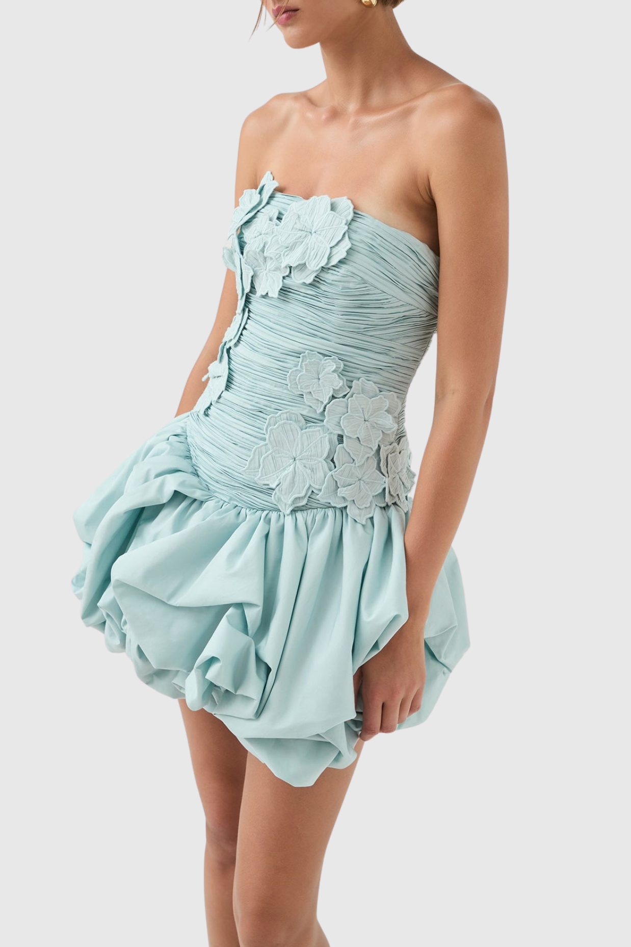 COLEKA FLORAL STRAPLESS MINI DRESS FOR PARTIES