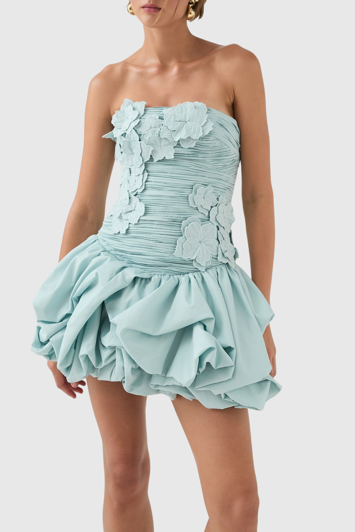 COLEKA FLORAL STRAPLESS MINI DRESS FOR PARTIES