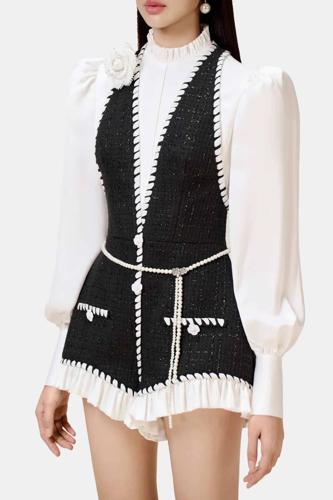 COLVER HALTER TWEED ROMPER FOR PARTY