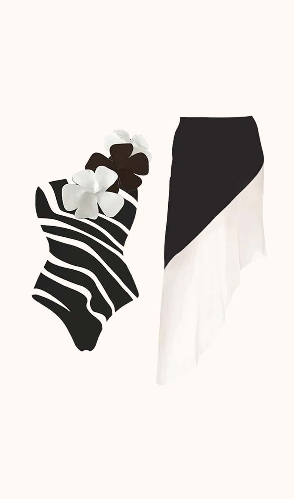 CONNIE ONE SHOULDER TWO PIECE SWIM SET