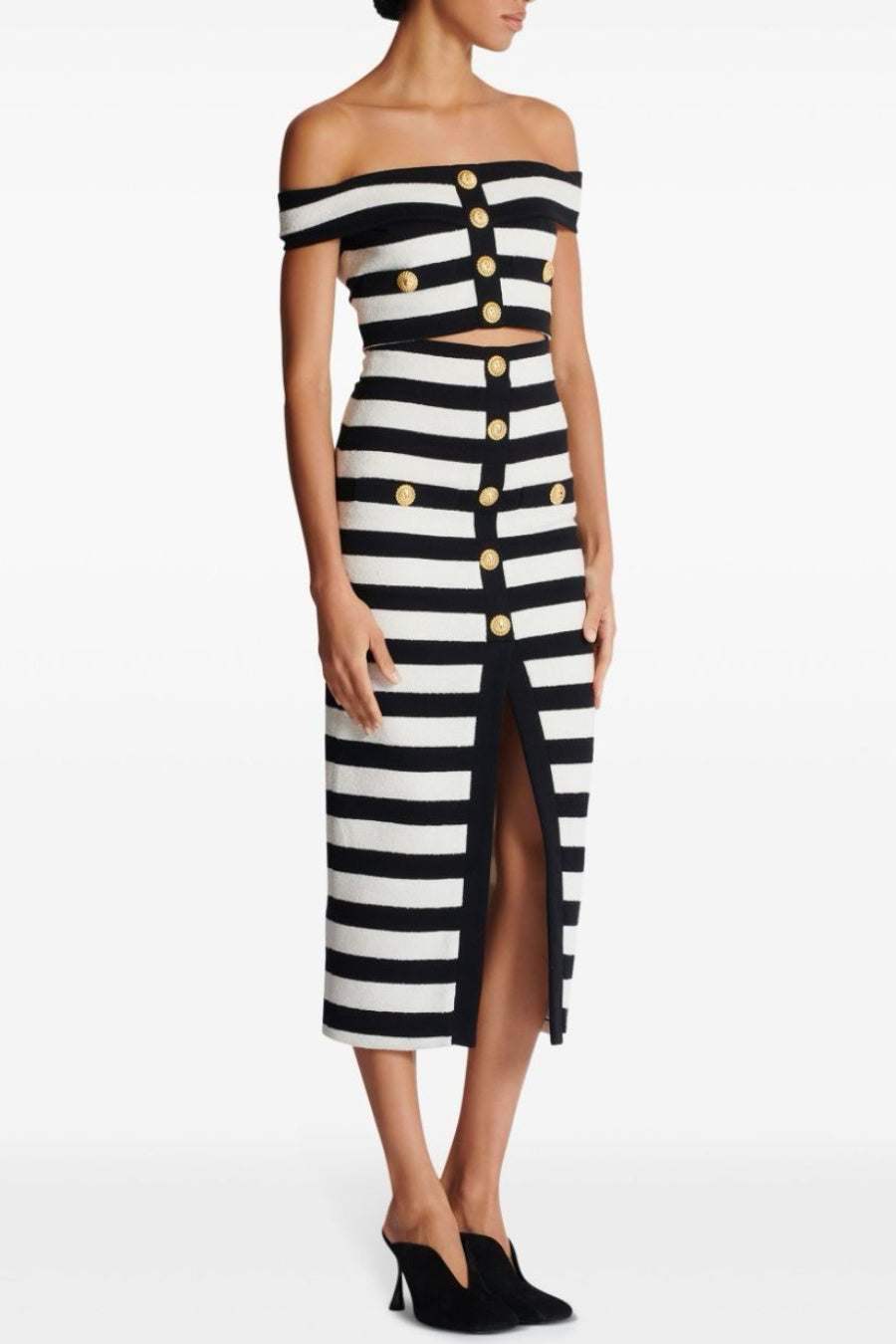 CORALINE STRIPED OFF-SHOULDER BANDAGE SET
