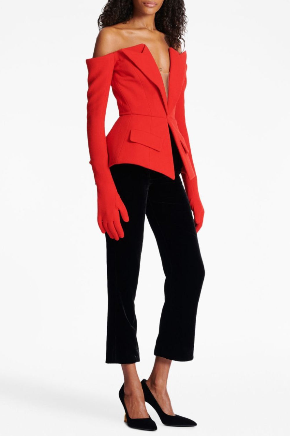 CORETTA OFF-SHOULDER V-NECK BLAZER FOR EVENTS