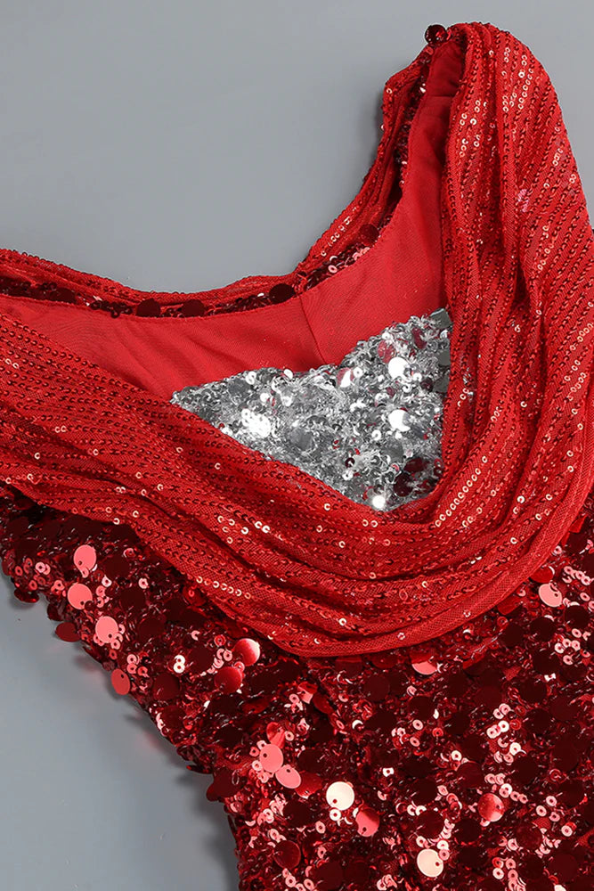 BASIA SLEEVELESS SEQUIN RED MAXI DRESS
