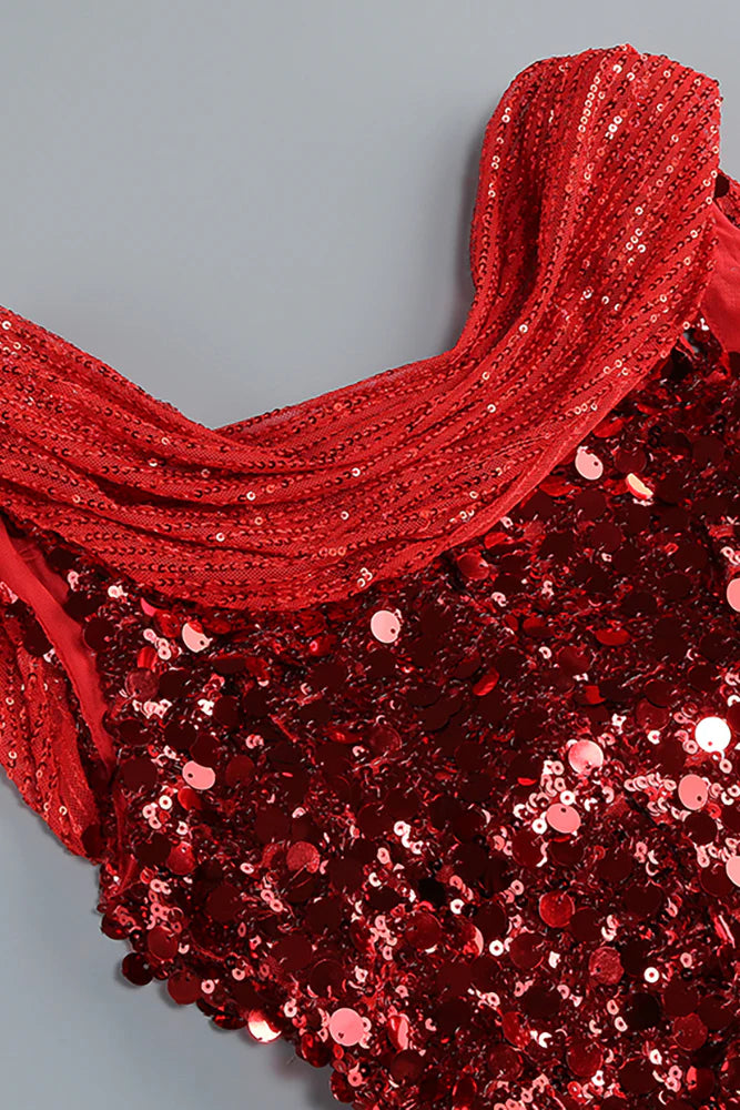 BASIA SLEEVELESS SEQUIN RED MAXI DRESS