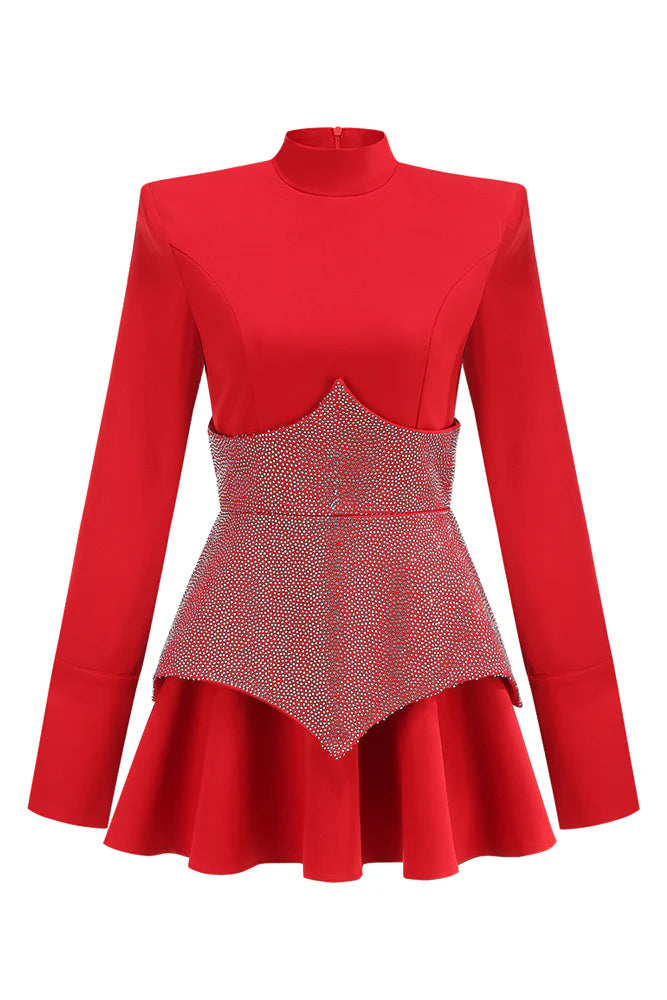 ATALANTA KEILANI RED LONG SLEEVE MINI BODYSUIT