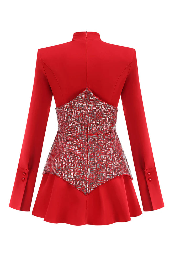 ATALANTA KEILANI RED LONG SLEEVE MINI BODYSUIT