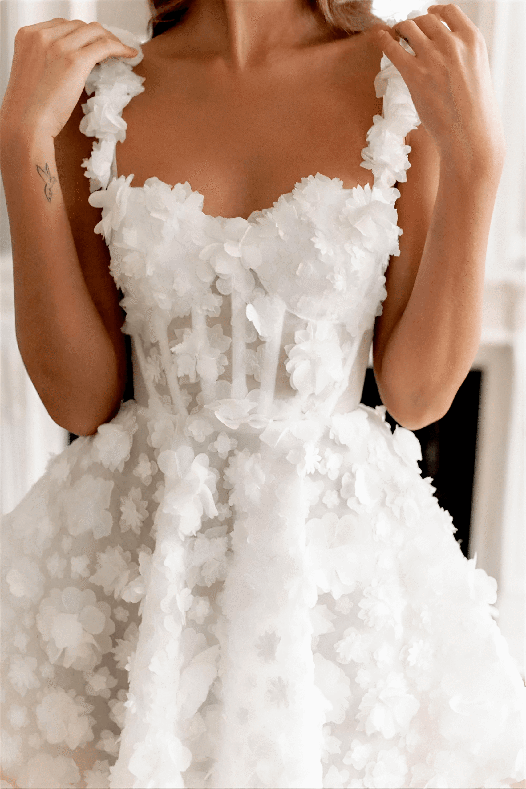 WHITE LACE EMBROIDERY STRAP MINI DRESS, BOHO