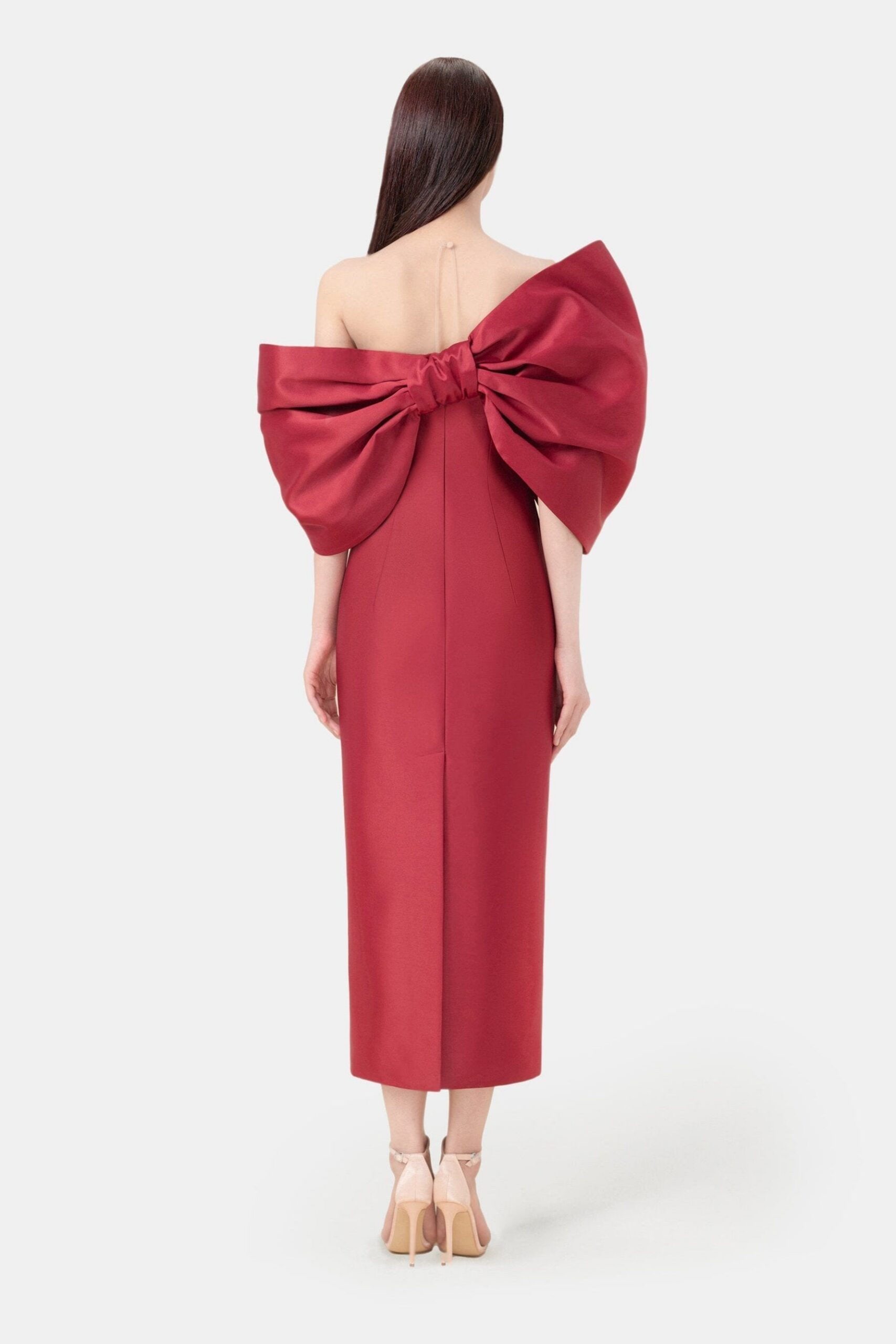 RED BIG BOW DRESS, PARTY FORMAL SILHOUETTE