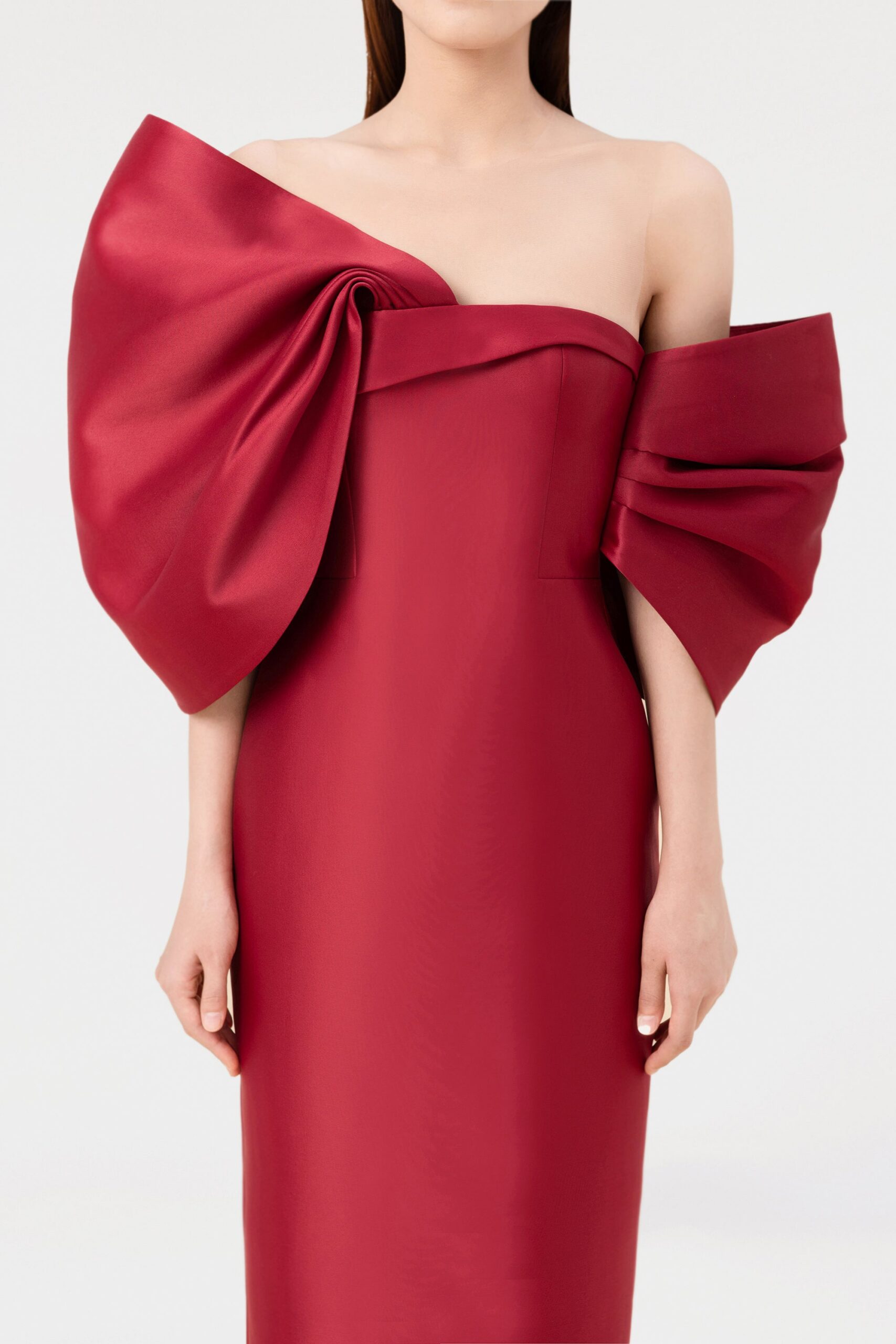RED BIG BOW DRESS, PARTY FORMAL SILHOUETTE