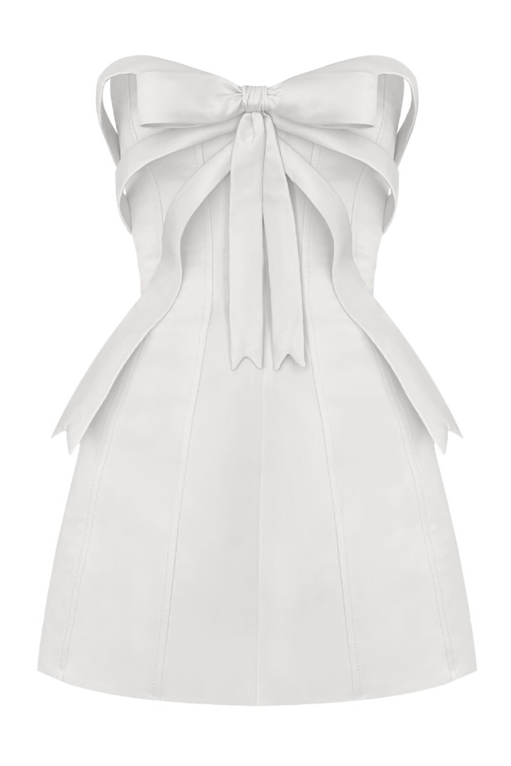 WHITE BOW STRAPLESS MINI DRESS, COCKTAIL PARTY