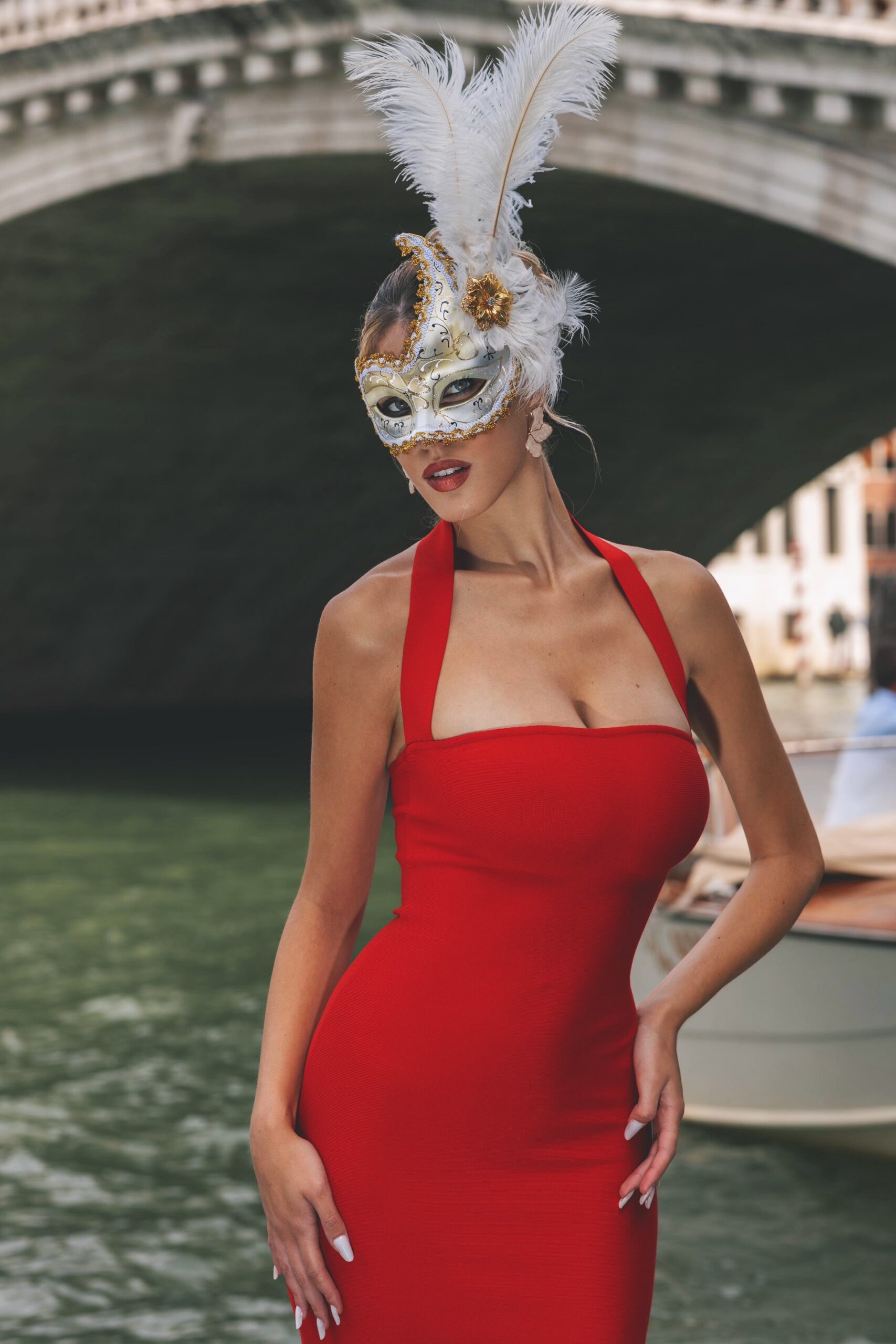 ROSE SLEEVELESS BANDAGE MIDI DRESS FOR PARTY
