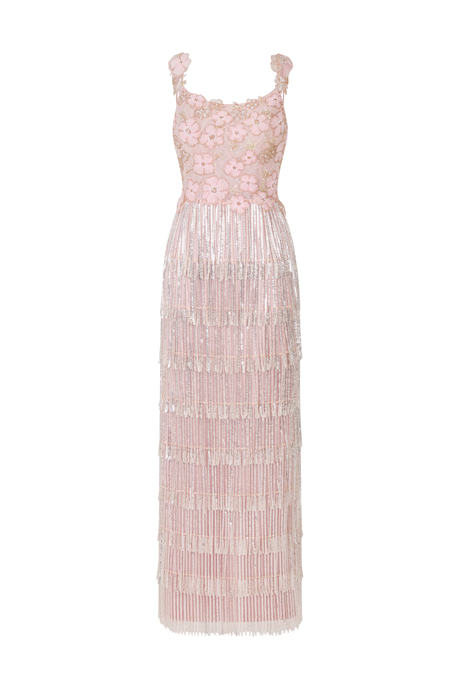 OPALA SLEEVELESS FLORAL TASSEL MAXI DRESS