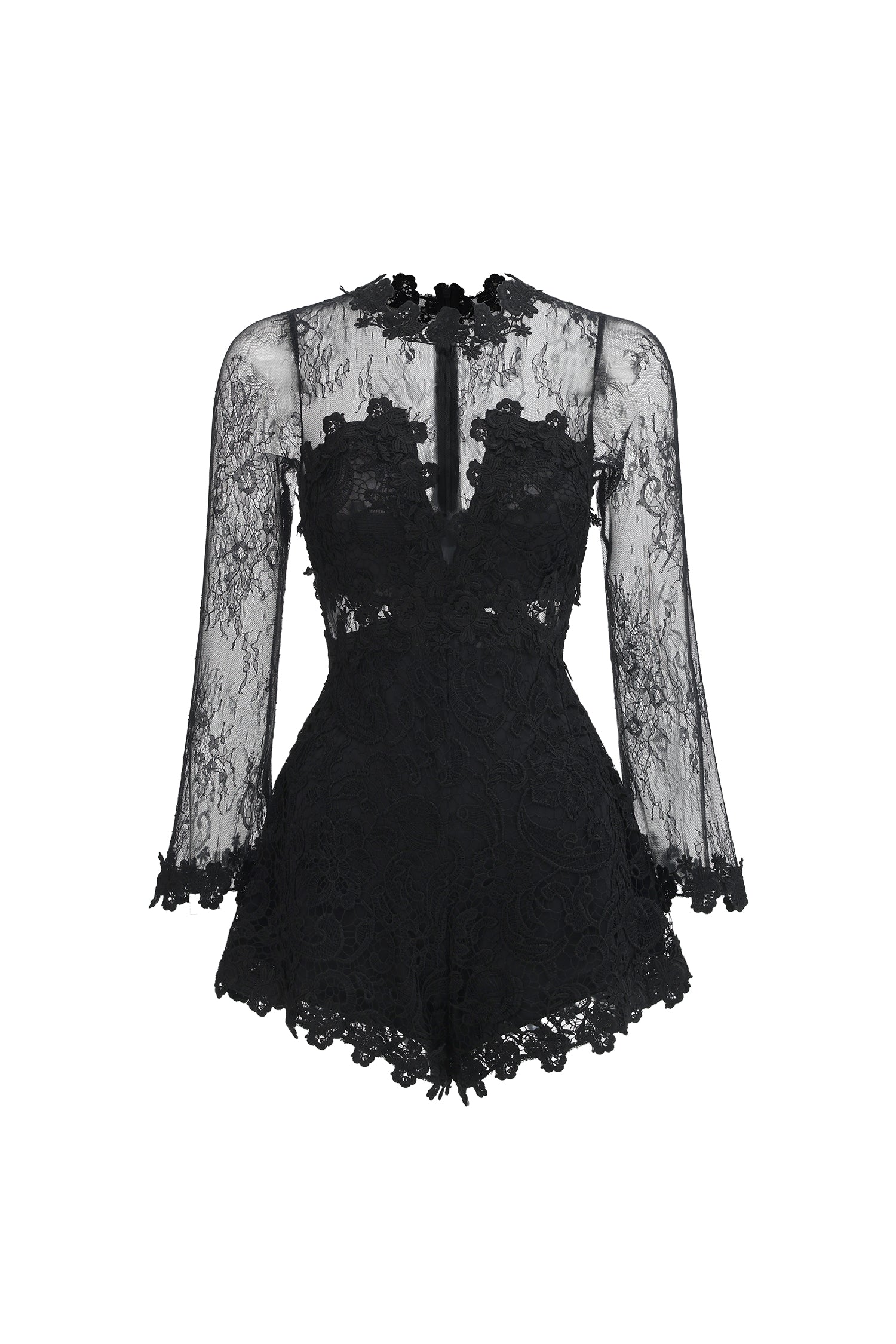 SHEER LACE LONG SLEEVE ROMPER FOR EVENTS