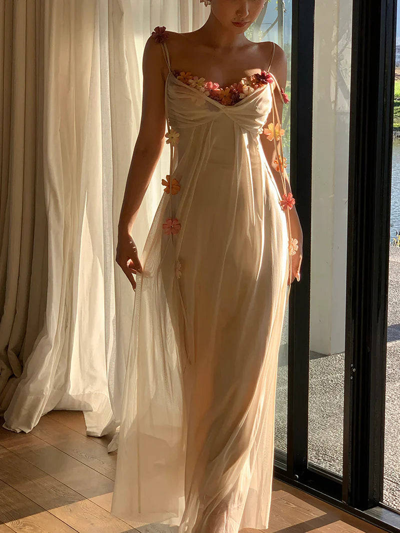 FARAH FLORAL MAXI DRESS IVORY - BOHO WEDDING GUEST