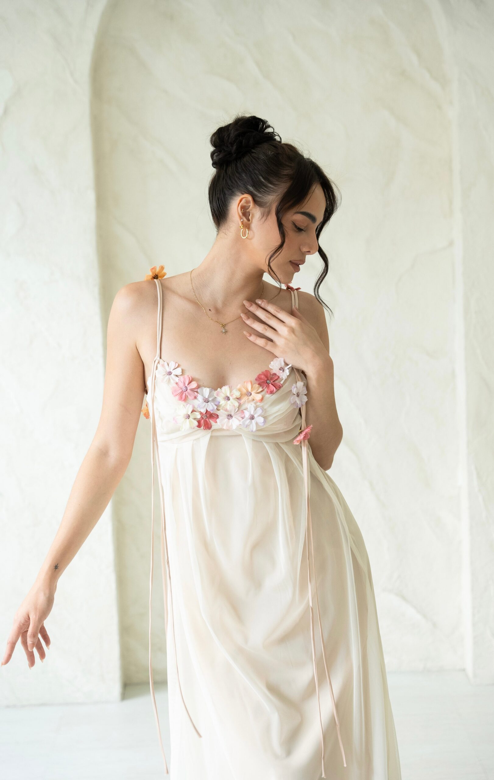 FARAH FLORAL MAXI DRESS IVORY - BOHO WEDDING GUEST