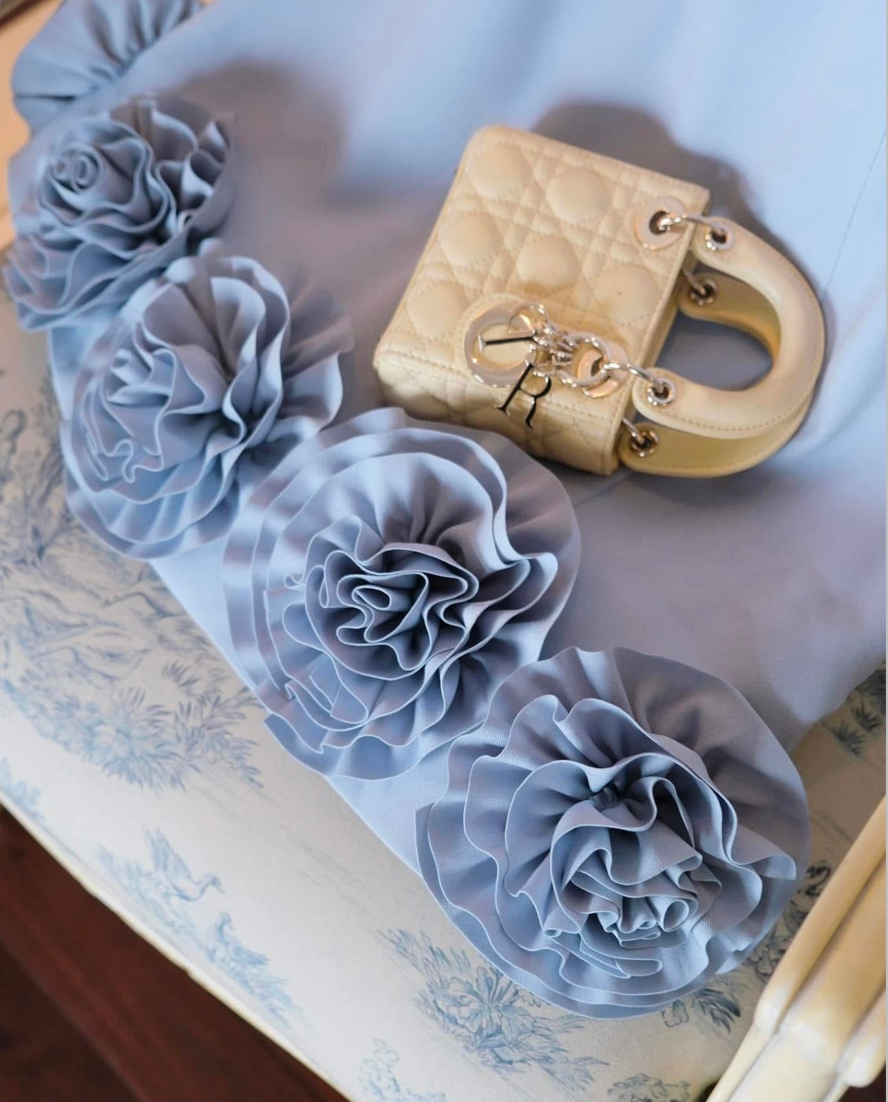 AZURE 3D FLOWER MINI DRESS BLUE