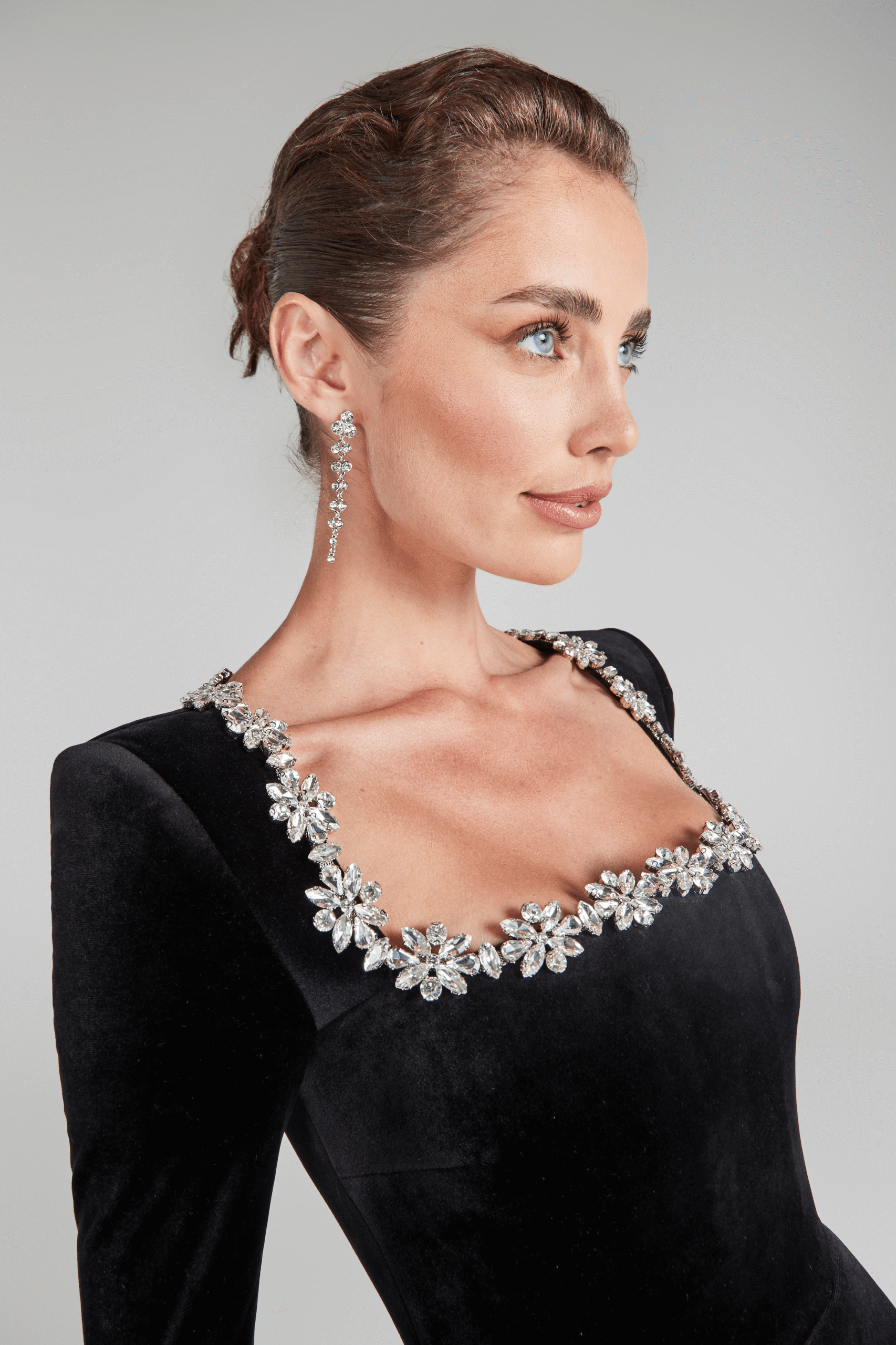 KIMI BLACK CRYSTAL MINI DRESS FOR PARTY