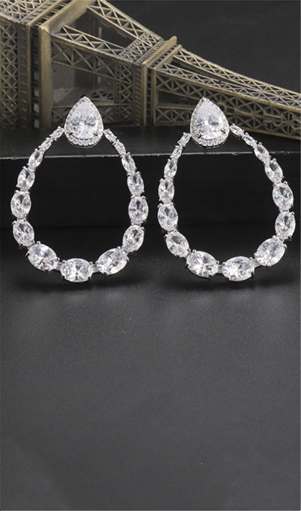 DROP-SHAPED ZIRCON EARRINGS FOR WEDDING PARTY
