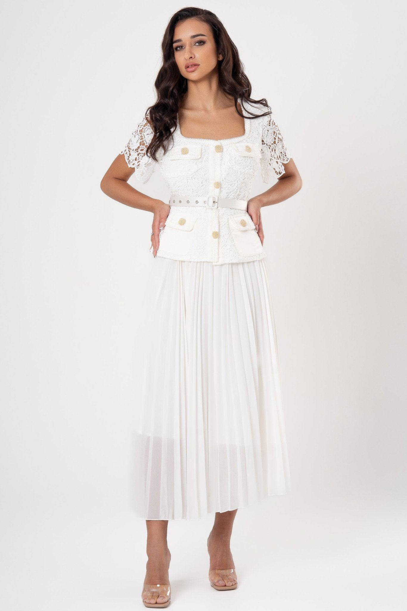 **ANGELICA: MIDI A-LINE DRESS FOR WEDDING GUEST**