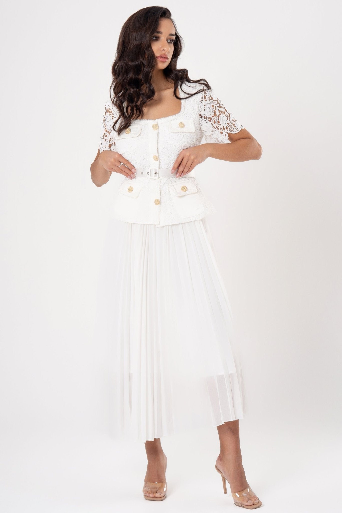 **ANGELICA: MIDI A-LINE DRESS FOR WEDDING GUEST**