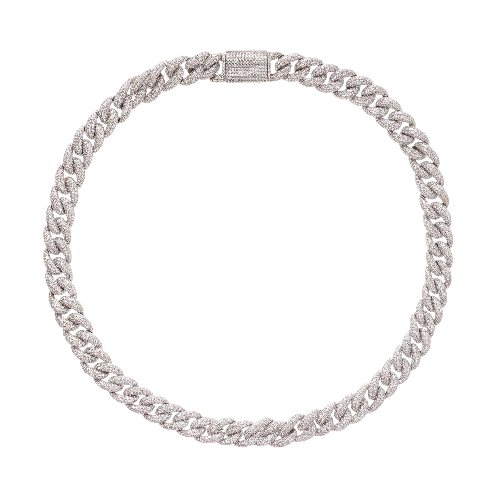 DSC01211_3b8e8450-e8f6-4292-992c-3dbb7587ff50 FRIDA SILVER CUBAN LINK CRYSTAL STATEMENT NECKLACE