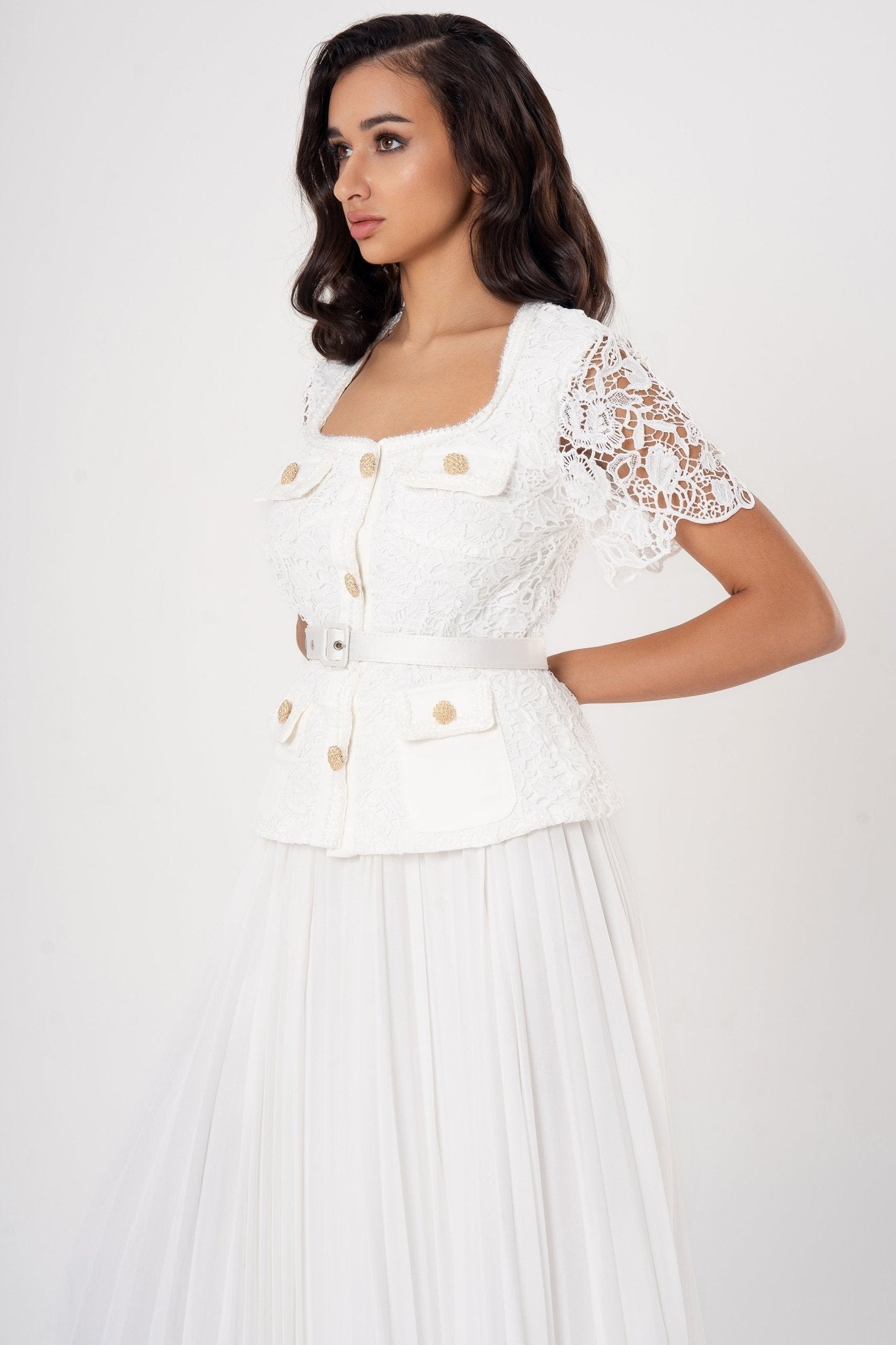**ANGELICA: MIDI A-LINE DRESS FOR WEDDING GUEST**