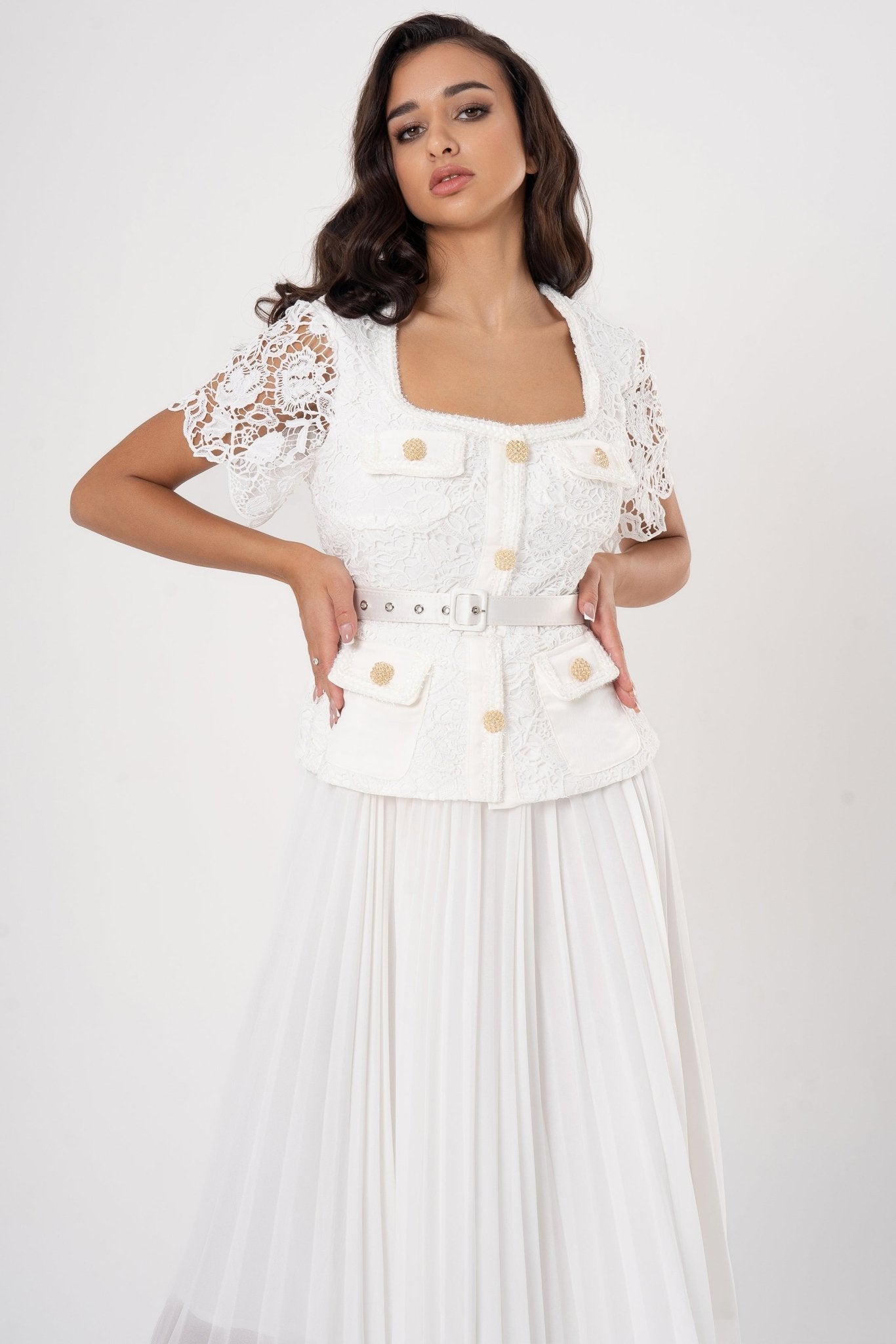 **ANGELICA: MIDI A-LINE DRESS FOR WEDDING GUEST**