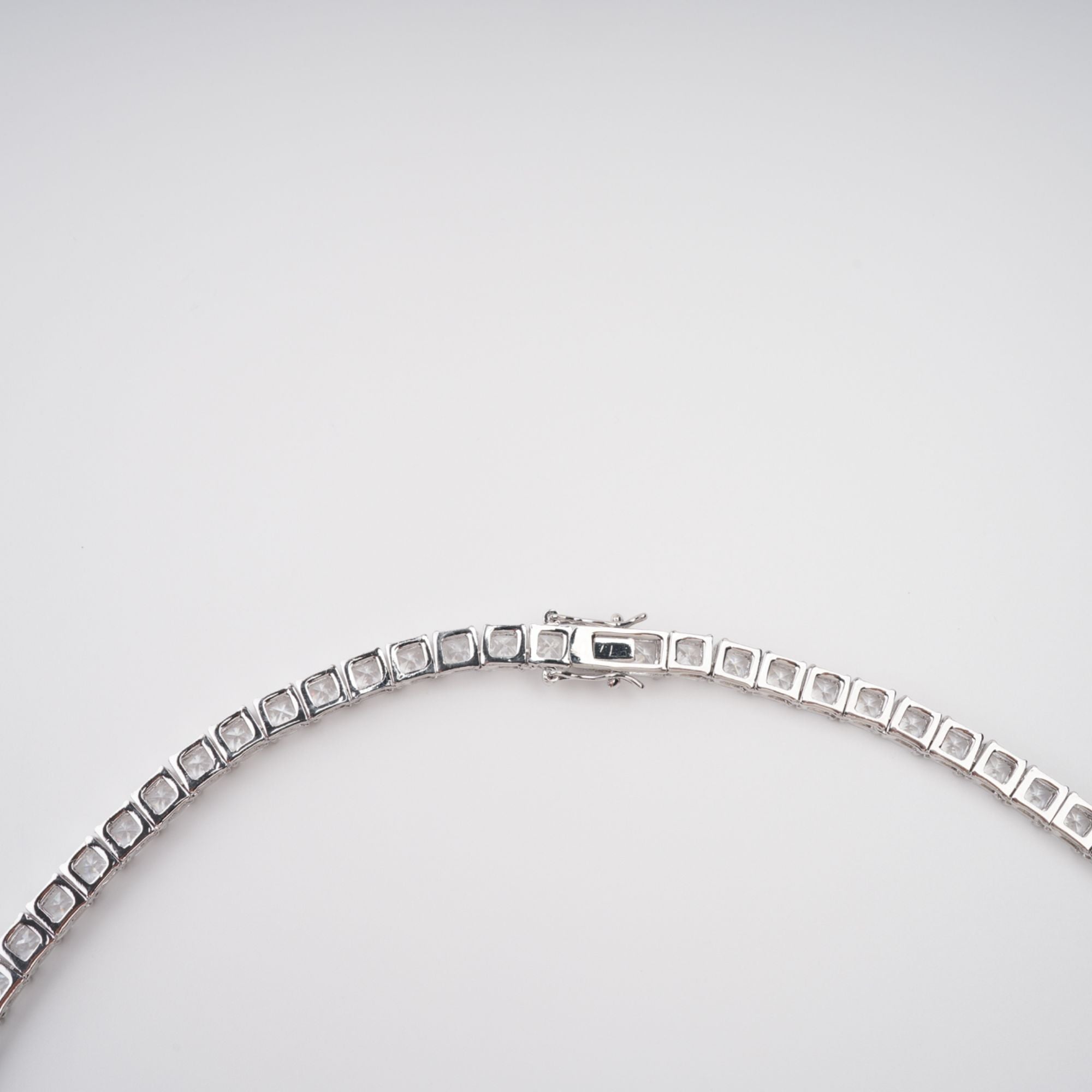 AVRIL SILVER SQUARE CRYSTAL NECKLACE, EVENING PARTY JEWELRY