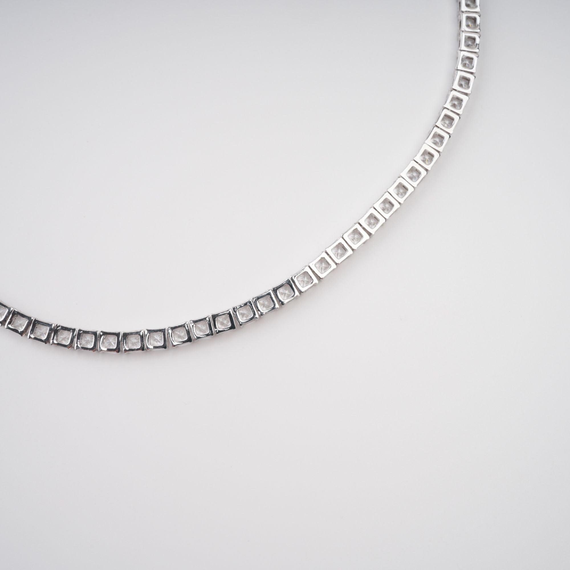 AVRIL SILVER SQUARE CRYSTAL NECKLACE, EVENING PARTY JEWELRY
