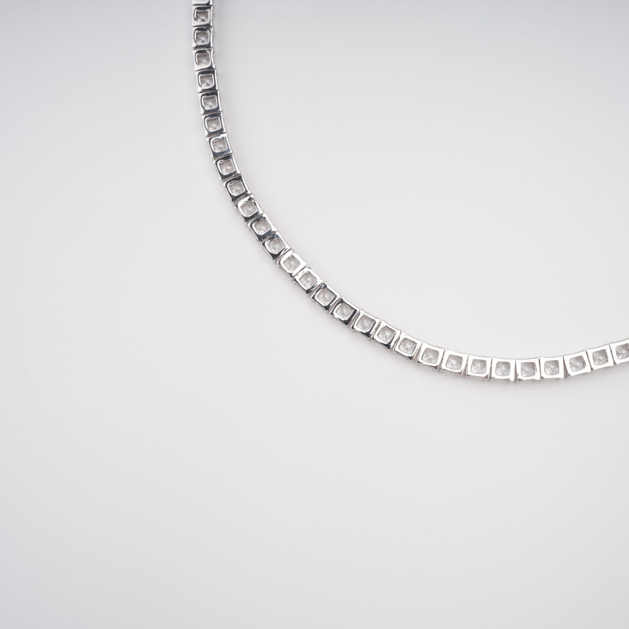 AVRIL SILVER SQUARE CRYSTAL NECKLACE, EVENING PARTY JEWELRY
