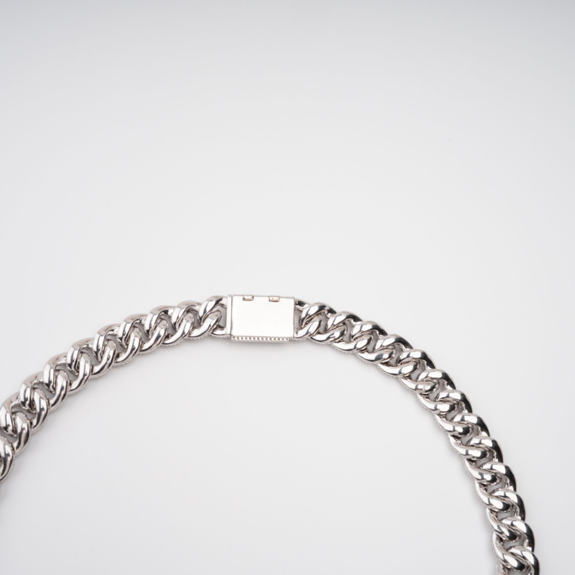 FRIDA SILVER CUBAN LINK CRYSTAL STATEMENT NECKLACE